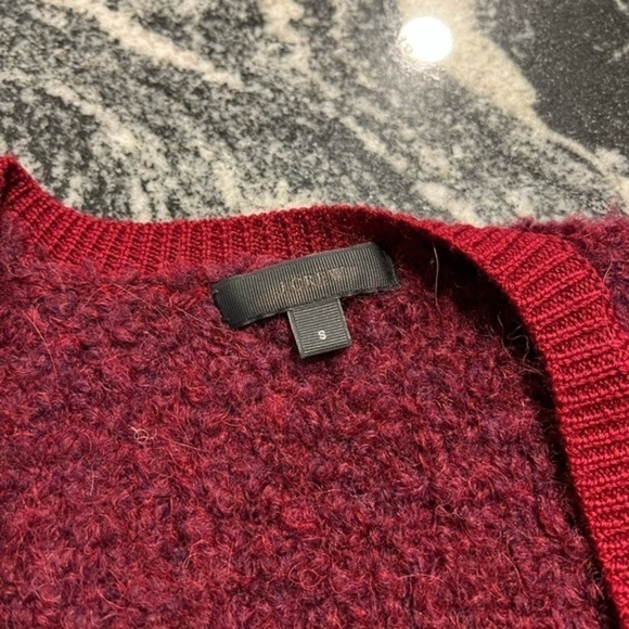 J. Crew Boucle Burgundy Red Boucle V Neck Sweater - Picture 6 of 15